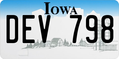 IA license plate DEV798