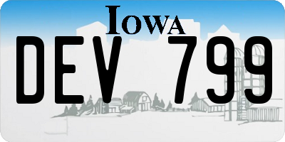 IA license plate DEV799