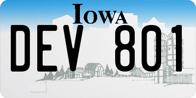 IA license plate DEV801