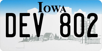 IA license plate DEV802