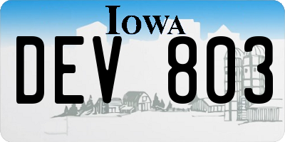 IA license plate DEV803