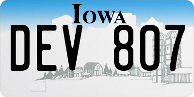 IA license plate DEV807