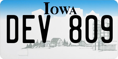 IA license plate DEV809