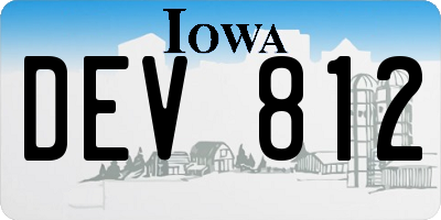 IA license plate DEV812