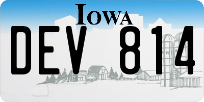 IA license plate DEV814