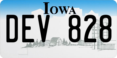 IA license plate DEV828
