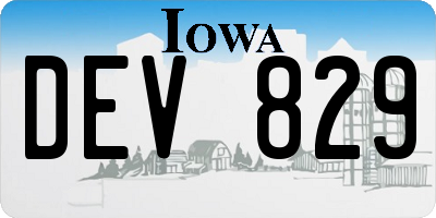 IA license plate DEV829