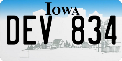 IA license plate DEV834