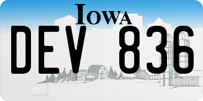 IA license plate DEV836