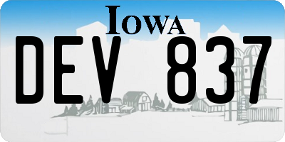 IA license plate DEV837