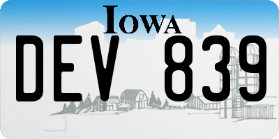 IA license plate DEV839