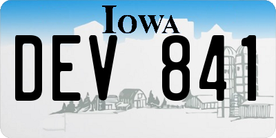 IA license plate DEV841