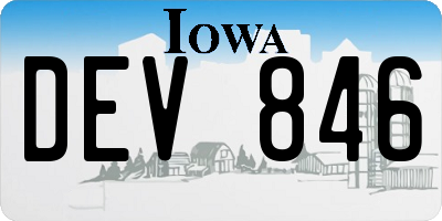 IA license plate DEV846