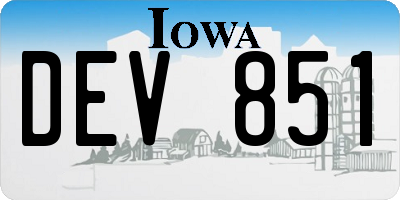 IA license plate DEV851