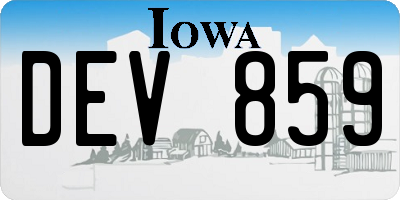 IA license plate DEV859