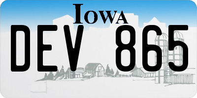 IA license plate DEV865