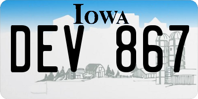 IA license plate DEV867