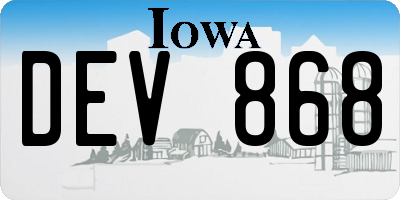 IA license plate DEV868