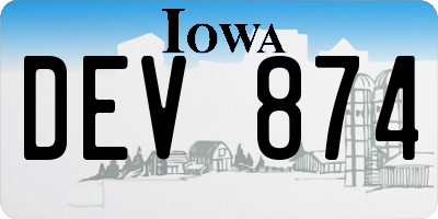 IA license plate DEV874