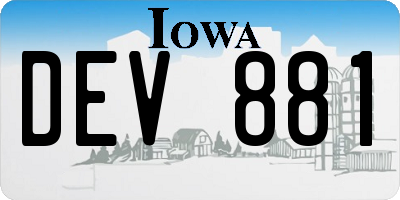IA license plate DEV881