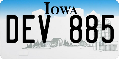 IA license plate DEV885