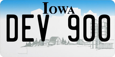 IA license plate DEV900