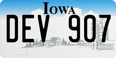 IA license plate DEV907