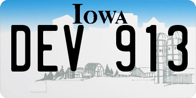 IA license plate DEV913