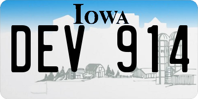 IA license plate DEV914