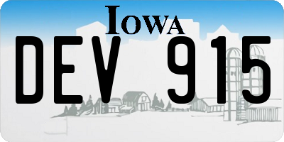 IA license plate DEV915