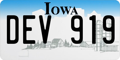IA license plate DEV919