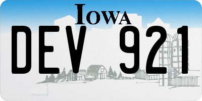 IA license plate DEV921