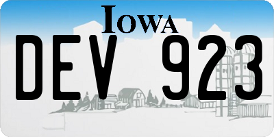 IA license plate DEV923