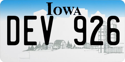 IA license plate DEV926