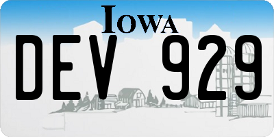 IA license plate DEV929