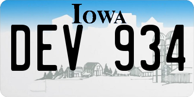 IA license plate DEV934