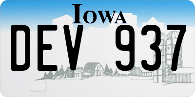 IA license plate DEV937