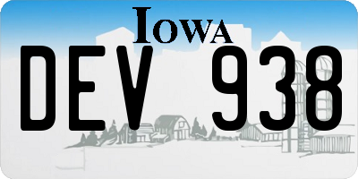 IA license plate DEV938