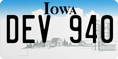 IA license plate DEV940