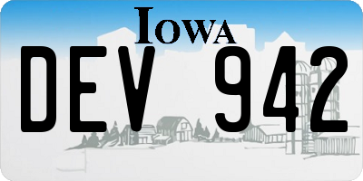 IA license plate DEV942