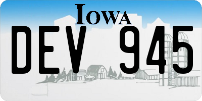 IA license plate DEV945