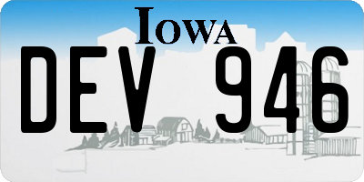 IA license plate DEV946