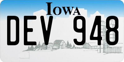 IA license plate DEV948