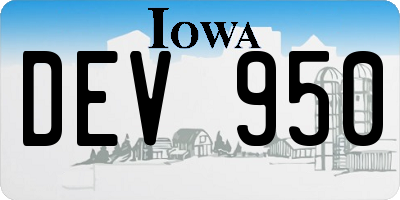 IA license plate DEV950