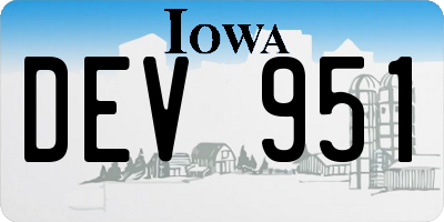 IA license plate DEV951