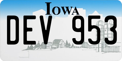 IA license plate DEV953