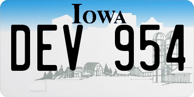 IA license plate DEV954