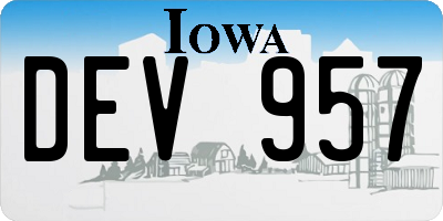 IA license plate DEV957