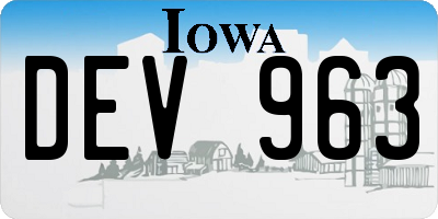 IA license plate DEV963
