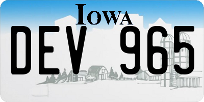 IA license plate DEV965